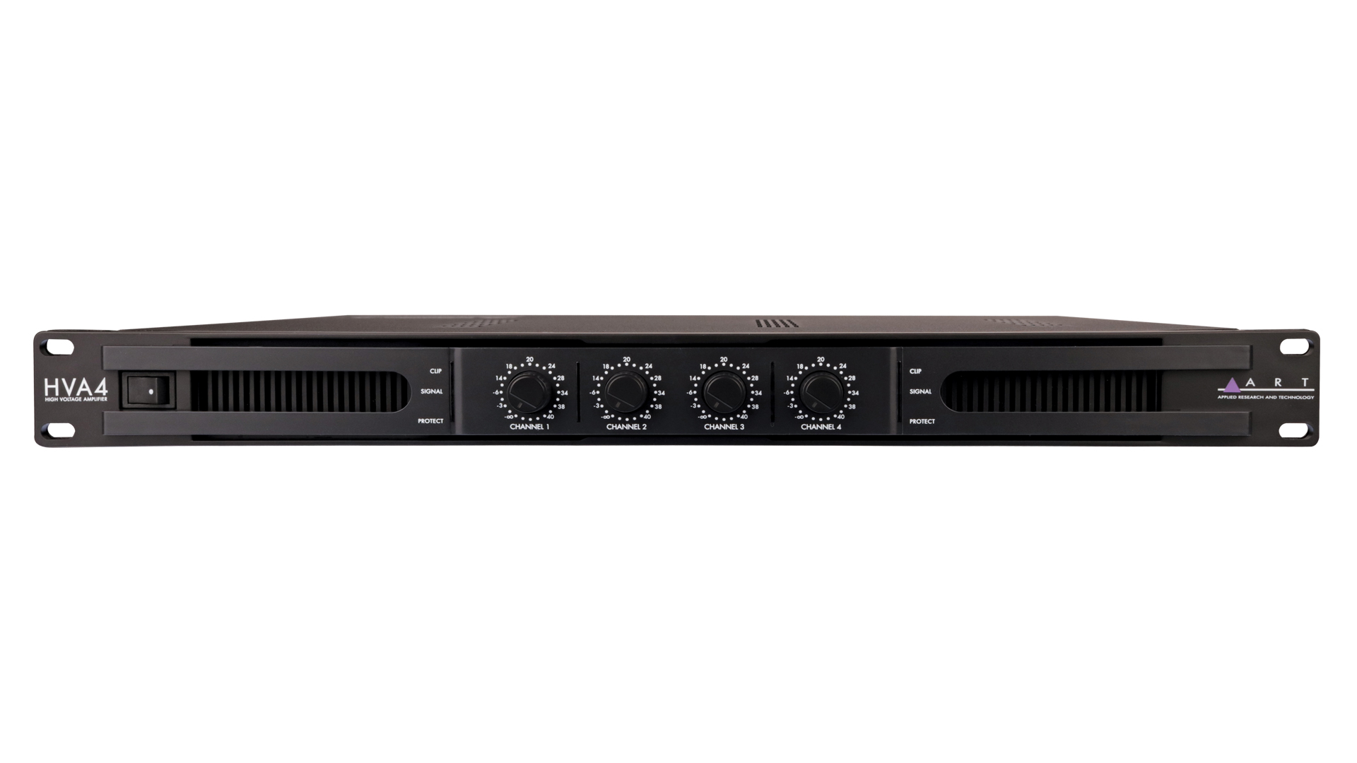 ART HVA4 4-channel 70V/100V installation amplifier, front view