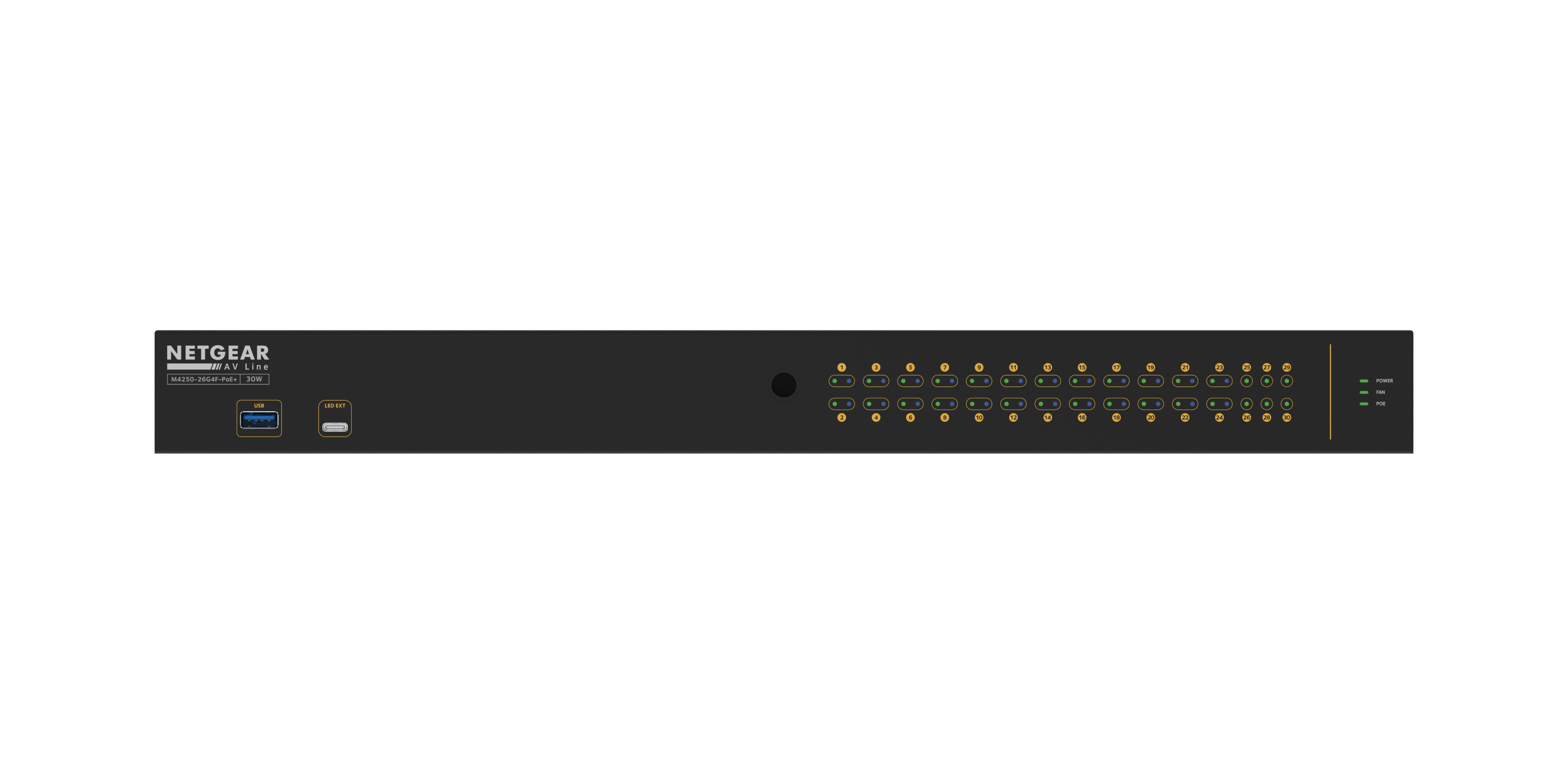 NETGEAR M4250-26G4F-POE+ 24-port managed switch, front view